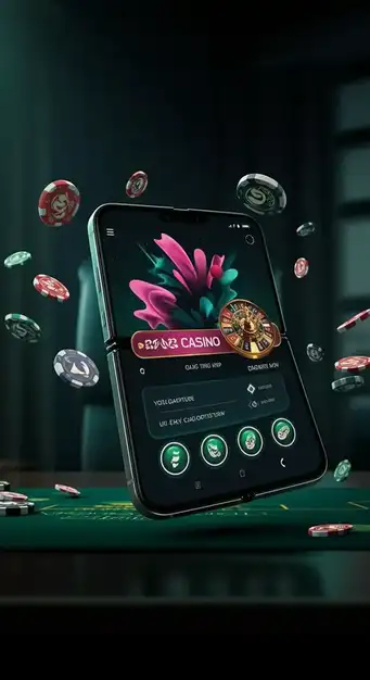 Écran d'accueil Space Fortuna Casino affiché sur un smartphone, avec aperçu des jeux mobiles et accès rapide aux fonctionnalités essentielles.